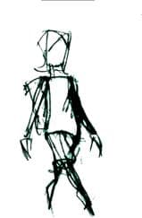 Croquis à l’encre d’une silhouette en mouvement